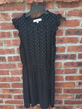 LOFT Black Dress with Gold Dot Detail